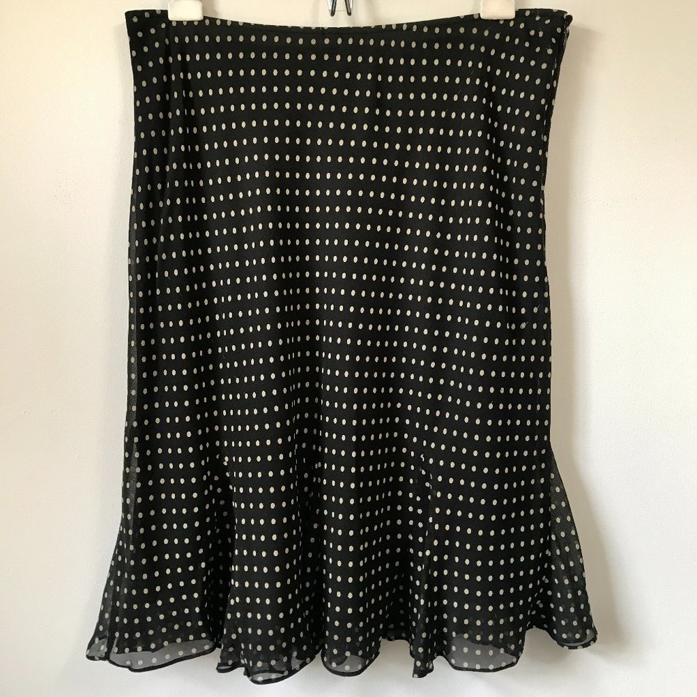 INC Polka Dot Silk Ruffle Skirt, Size 10